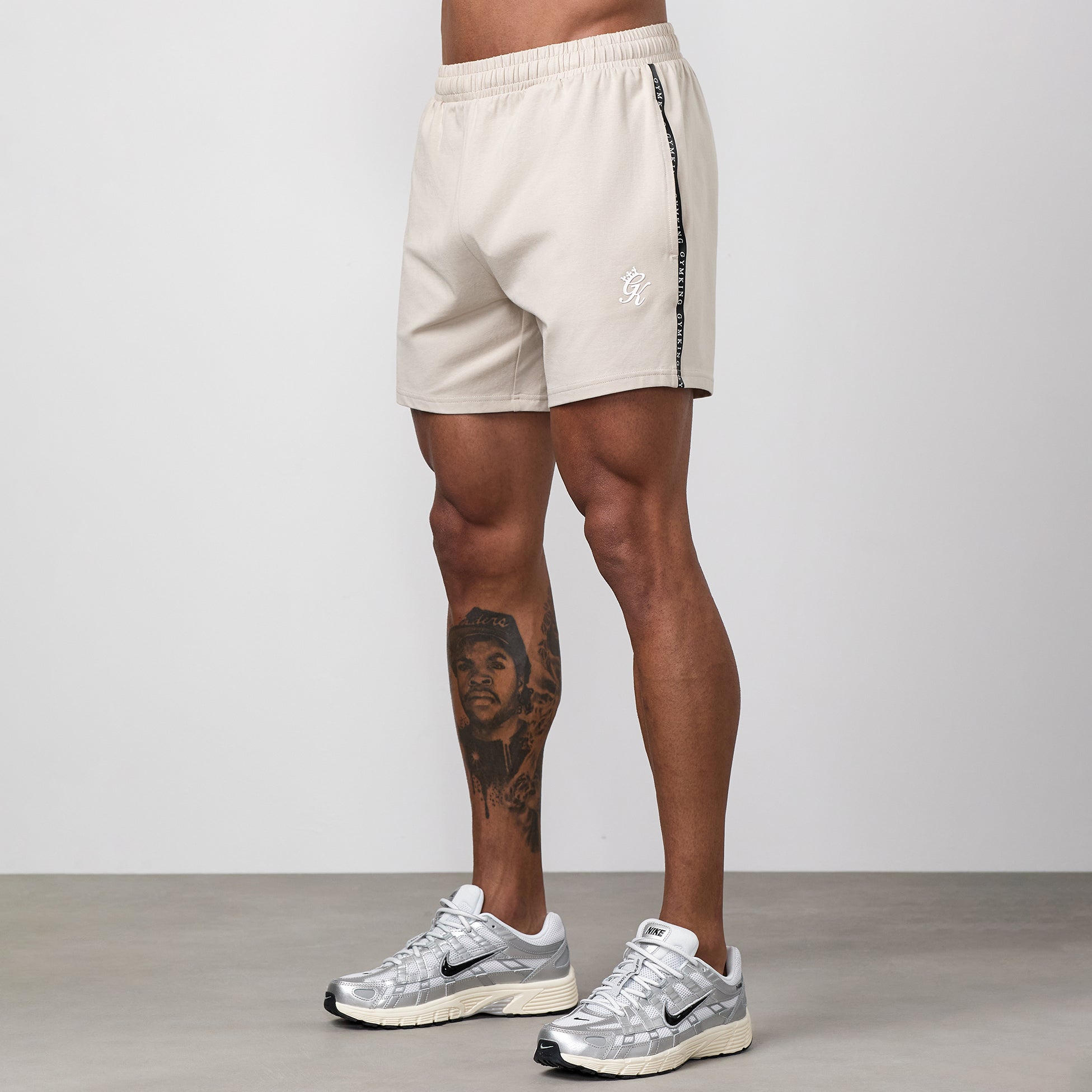 Gym King Taped Jersey Short - Light Stone
