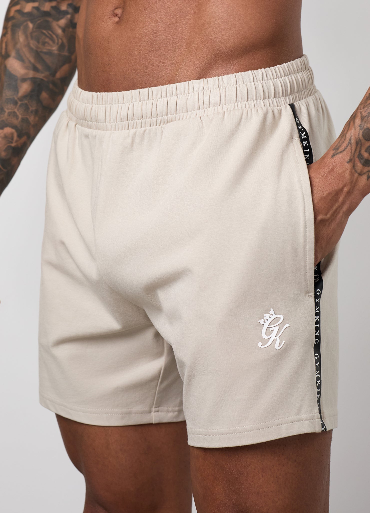 Gym King Taped Jersey Short - Light Stone