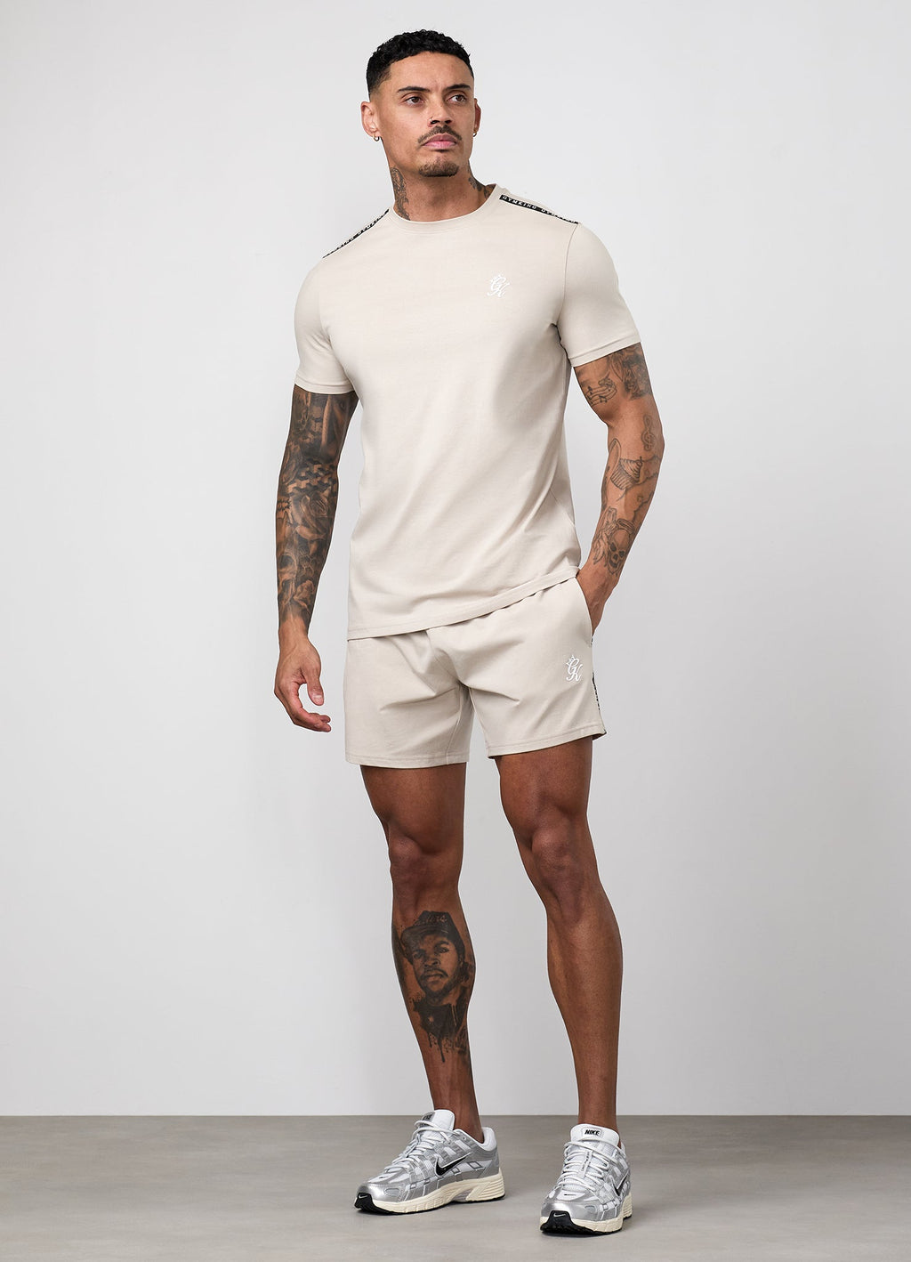Gym King Taped Jersey Short - Light Stone