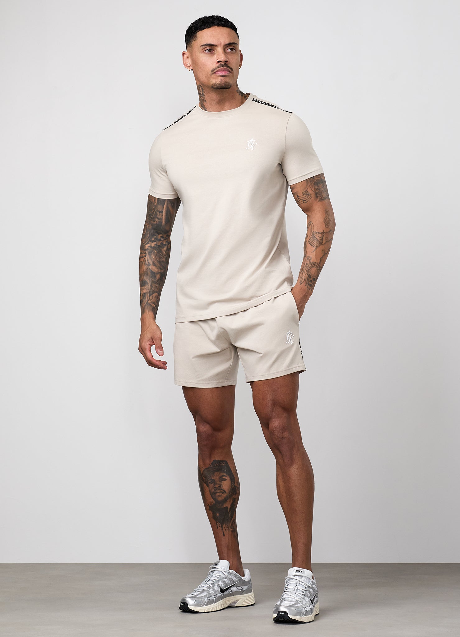 Gym King Taped Jersey Short - Light Stone