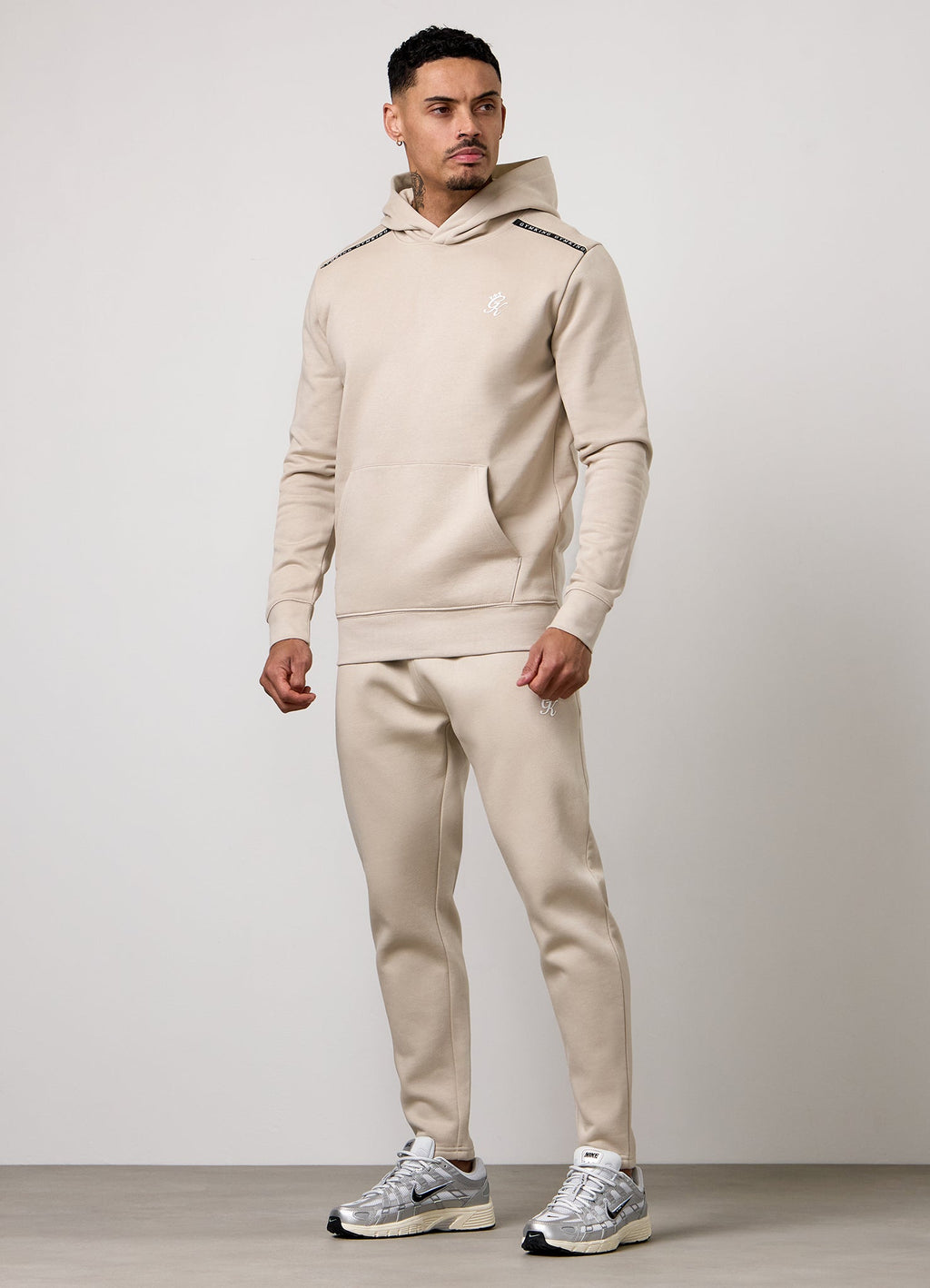 Gym King Taped Fleece Hoodie - Light Stone