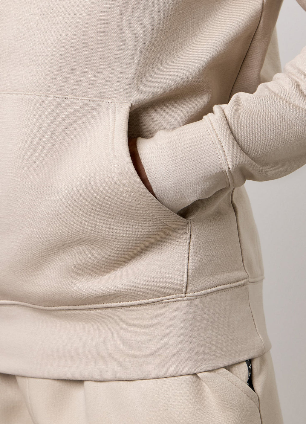 Gym King Taped Fleece Hoodie - Light Stone