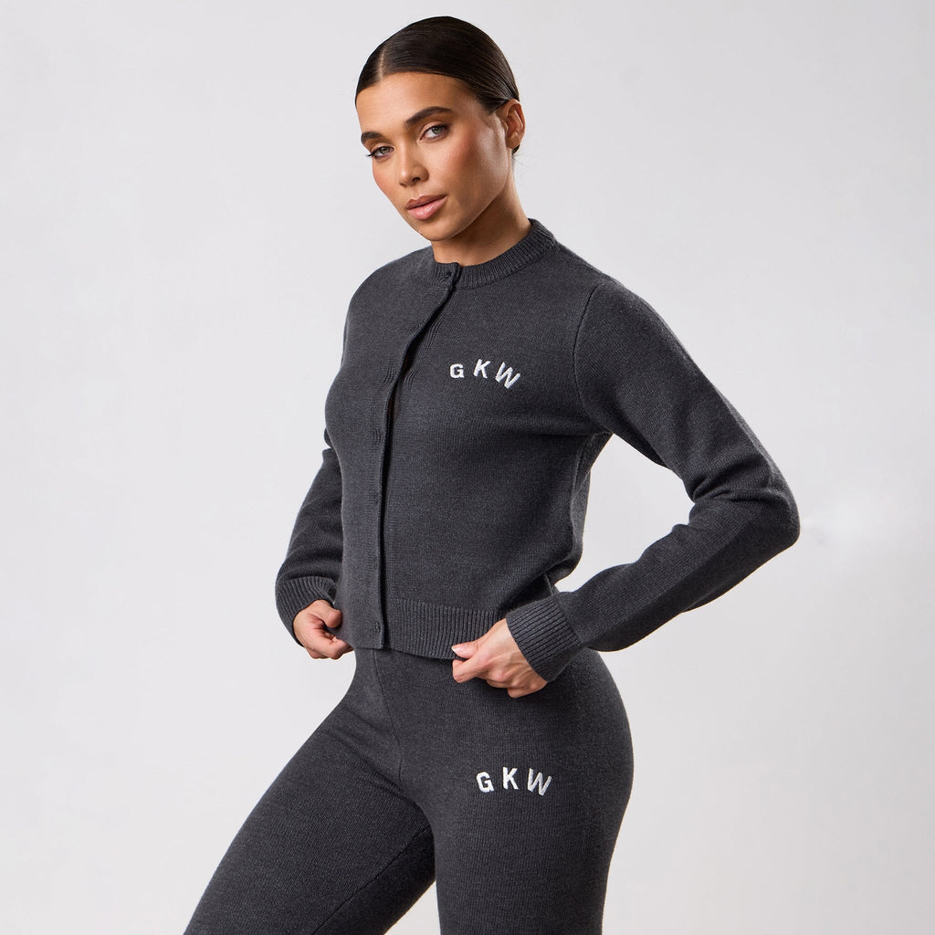 Gym King True Knit Fitted Cardigan - Charcoal