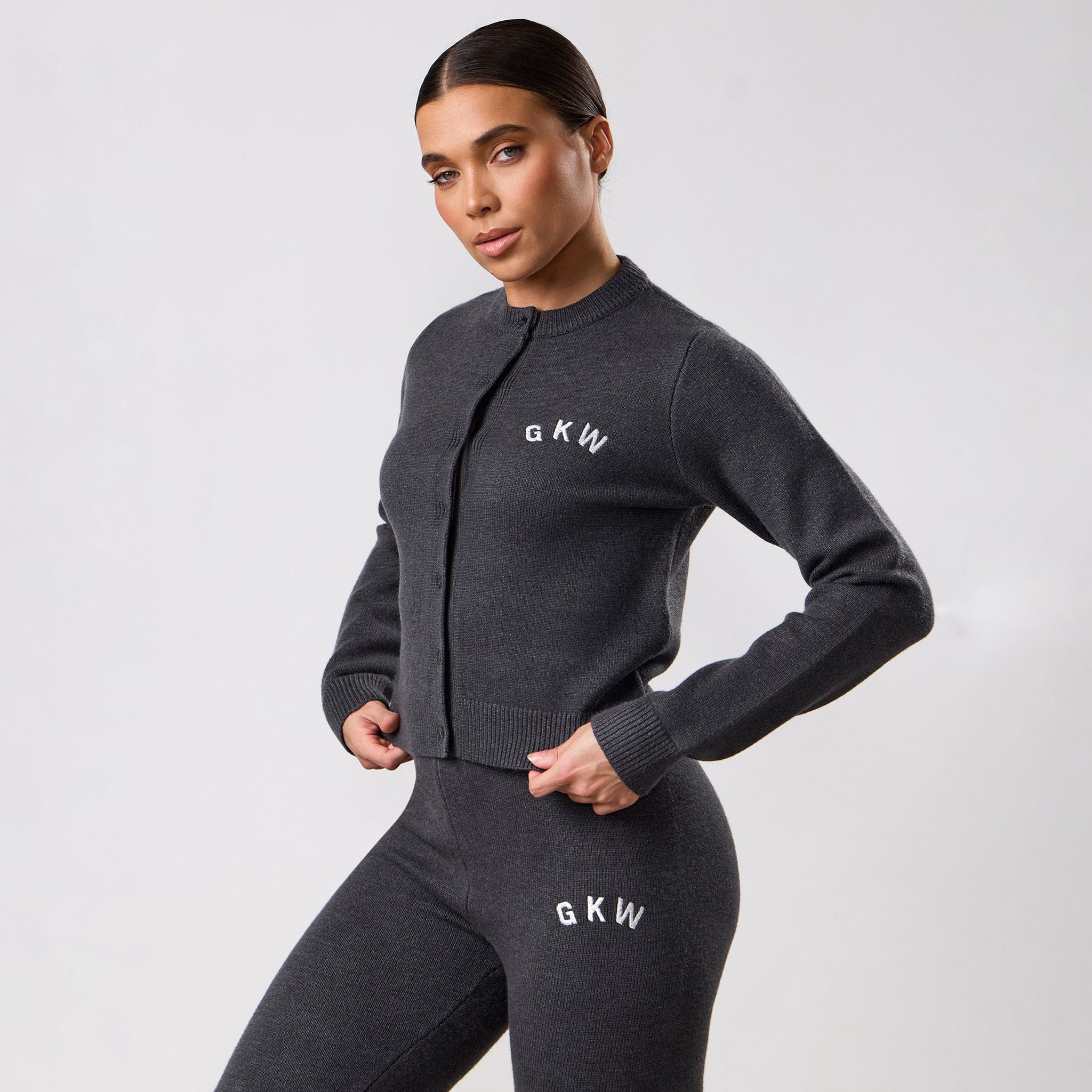 Gym King True Knit Fitted Cardigan - Charcoal
