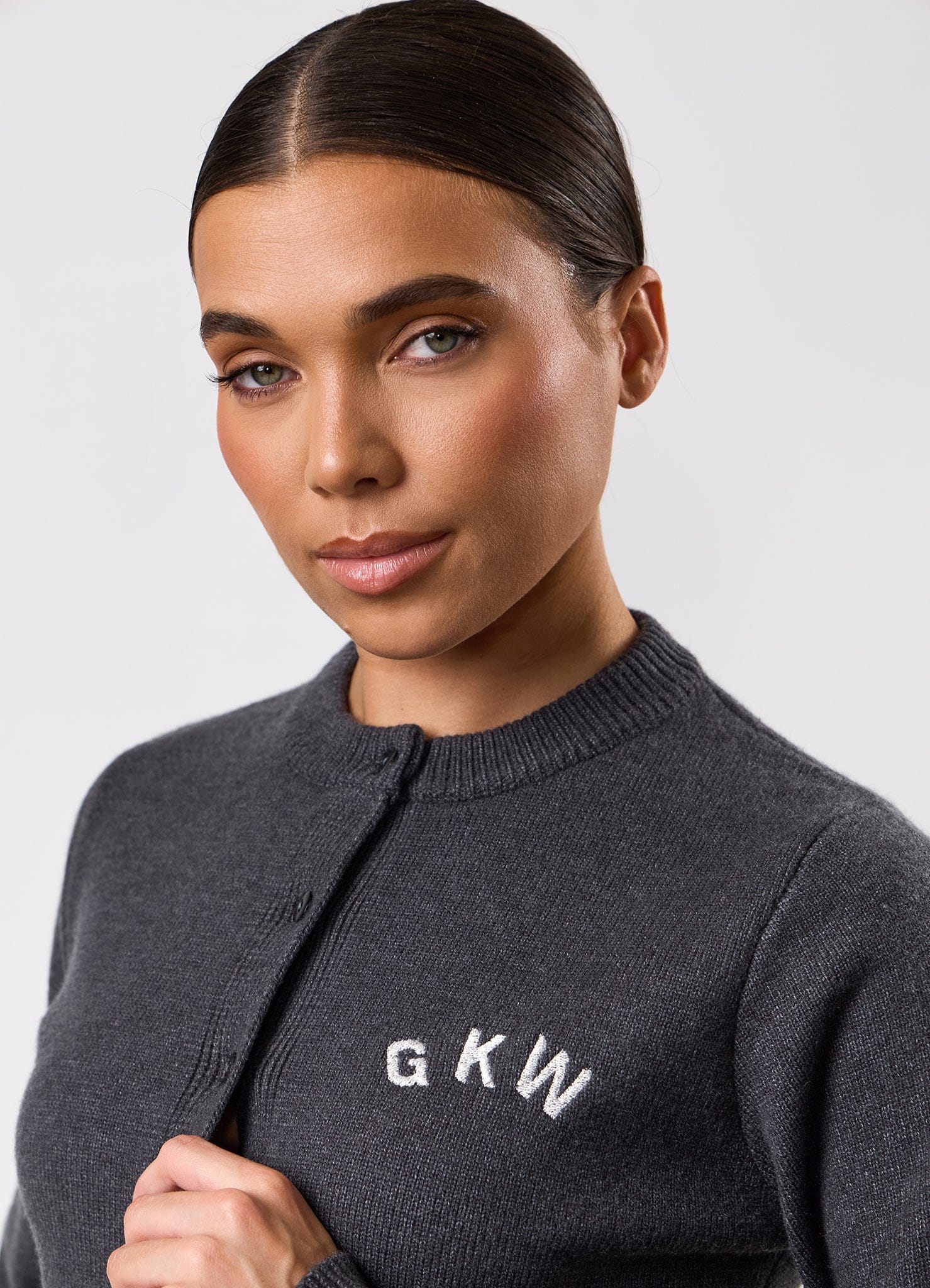 Gym King True Knit Fitted Cardigan - Charcoal