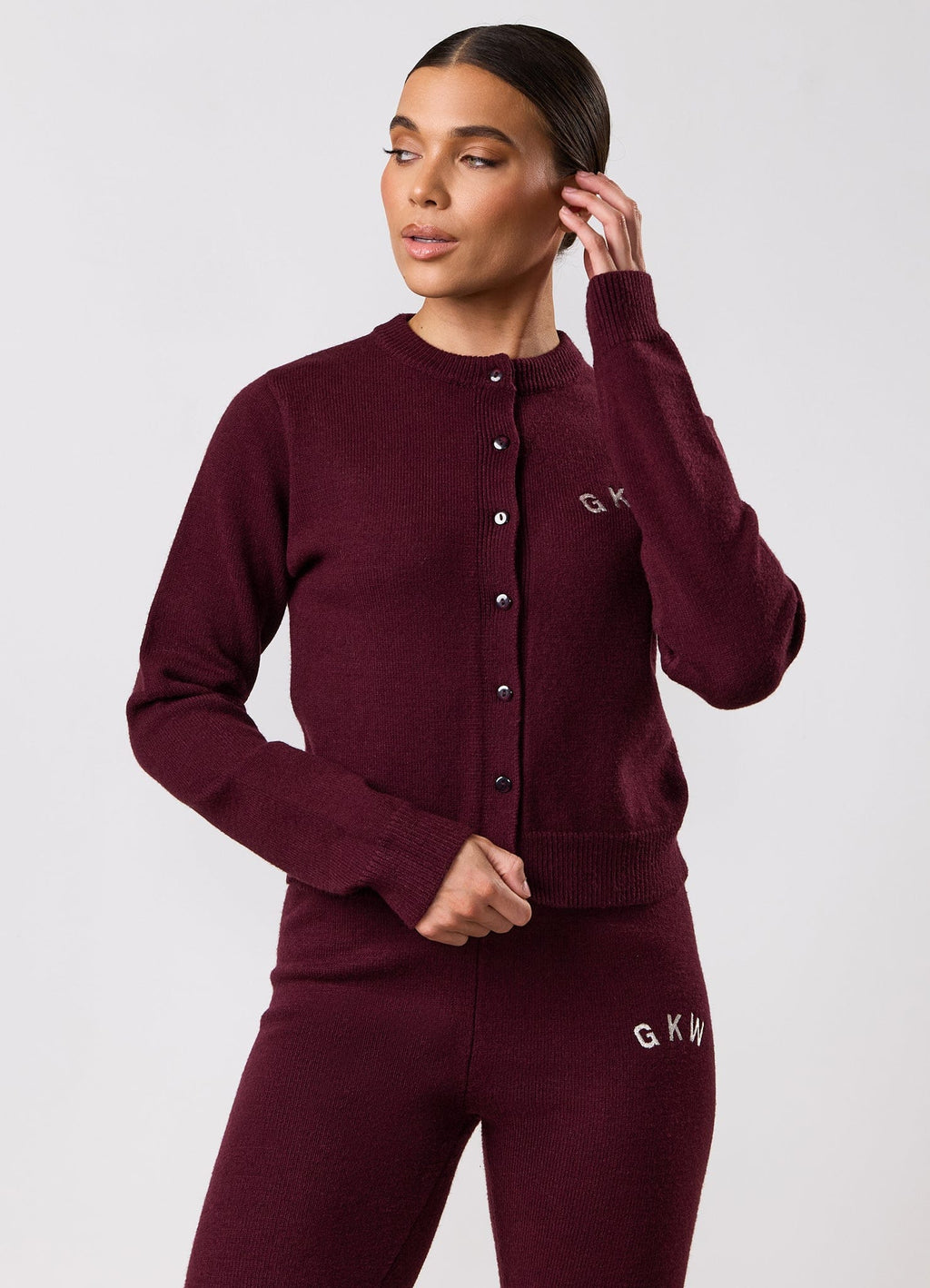 Gym King True Knit Fitted Cardigan - Dark Cherry