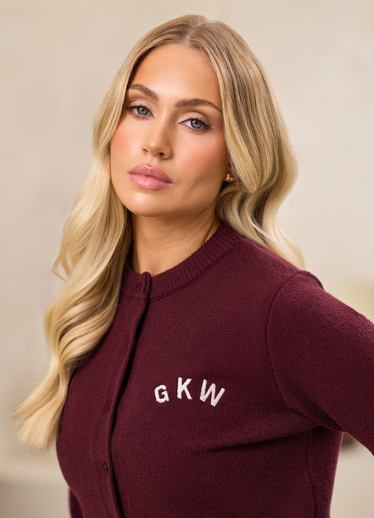 Gym King True Knit Fitted Cardigan - Dark Cherry