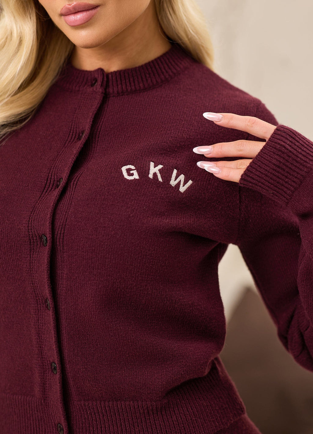 Gym King True Knit Fitted Cardigan - Dark Cherry