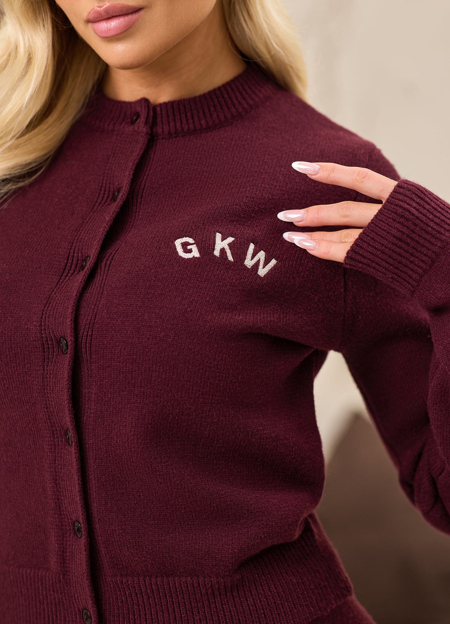 Gym King True Knit Fitted Cardigan - Dark Cherry