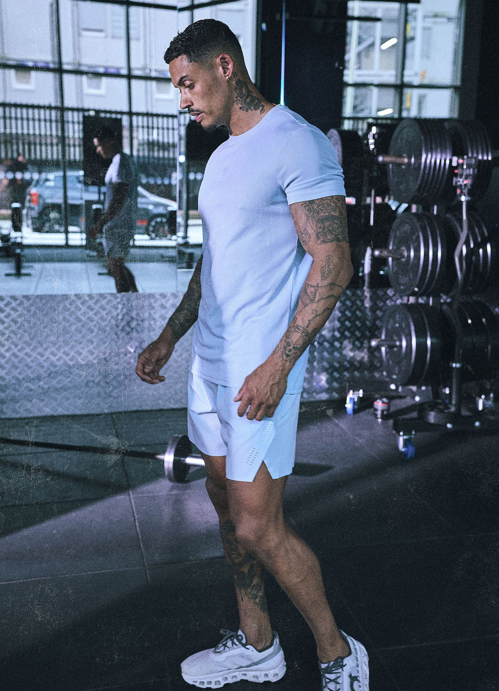 Gym King Rebellion Echo AOP Tee - Sky Blue