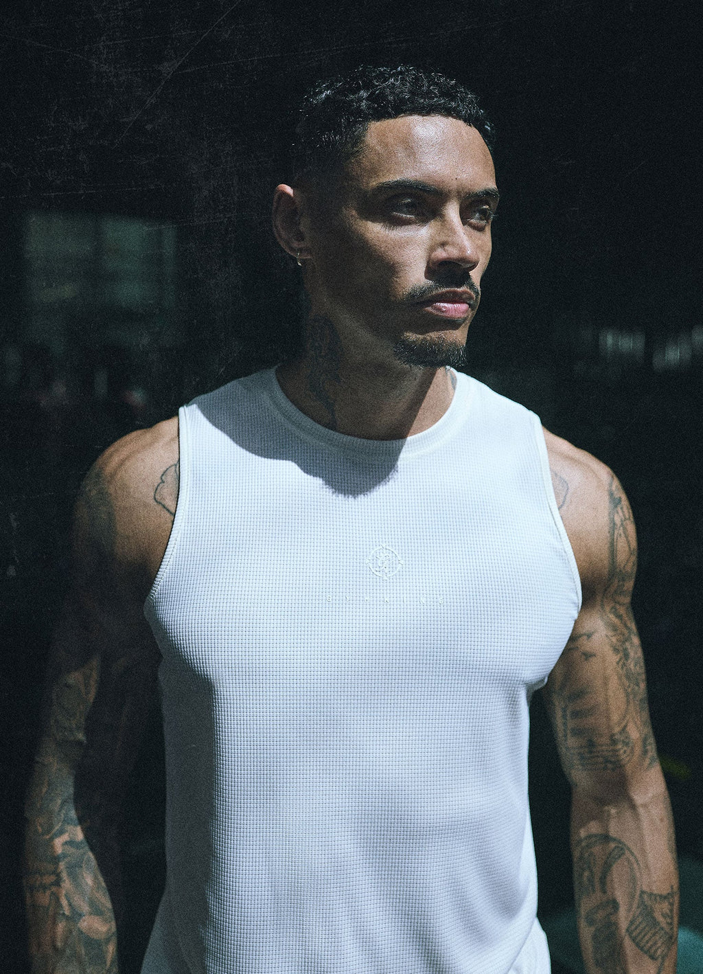 Gym King Rebellion Grit AOP Vest - Cream