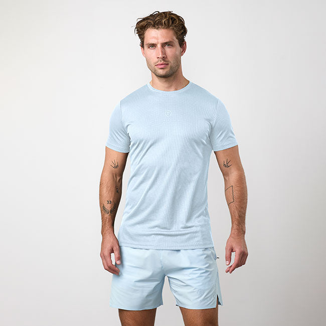 Gym King Rebellion Echo AOP Tee - Sky Blue