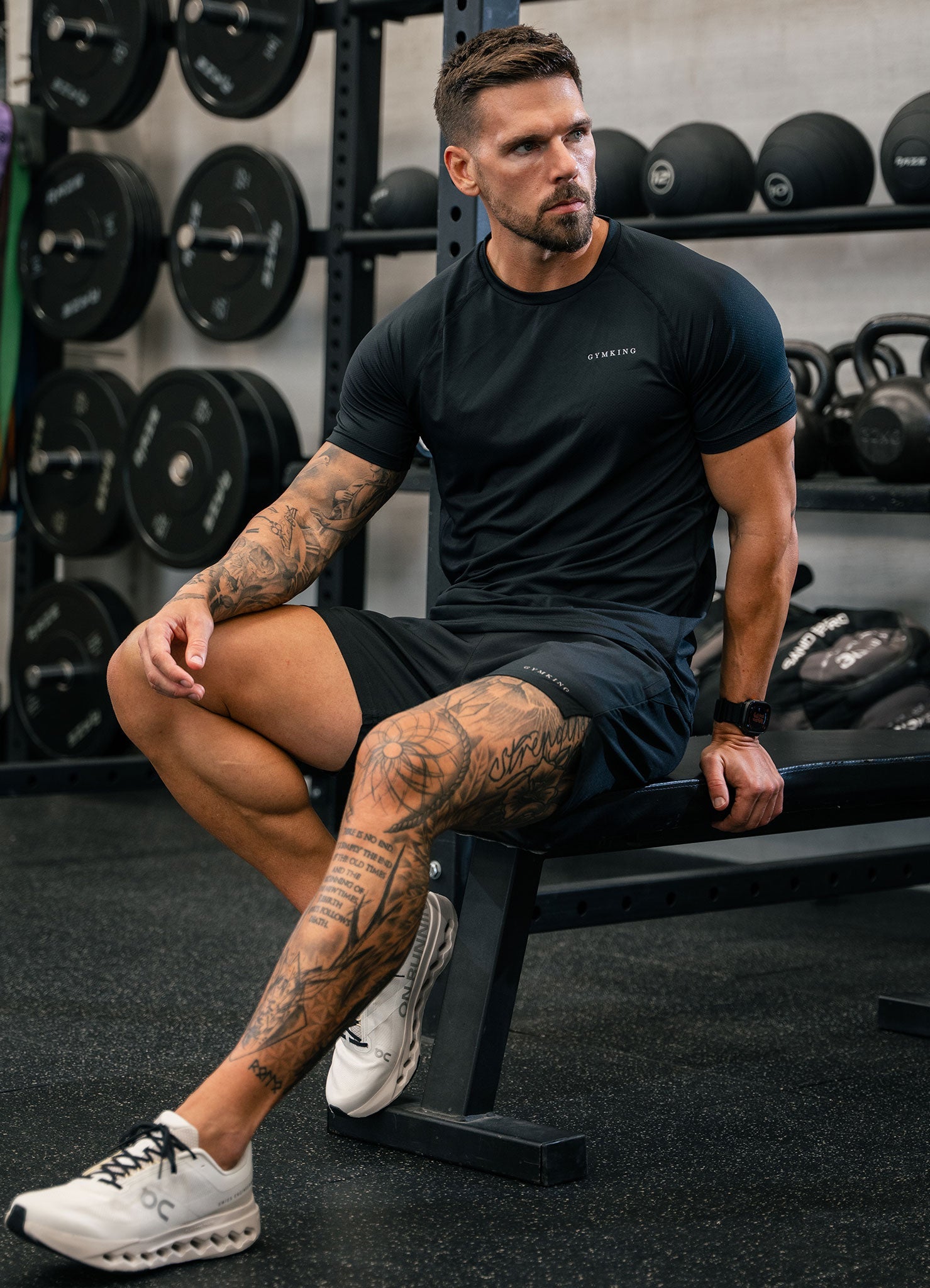Gym King Energy Linear Tee - Black