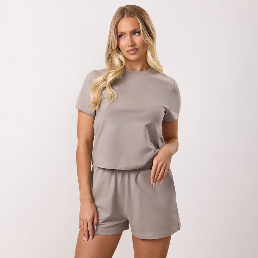 Gym King Victory Jersey Cap Sleeve Tee - Taupe