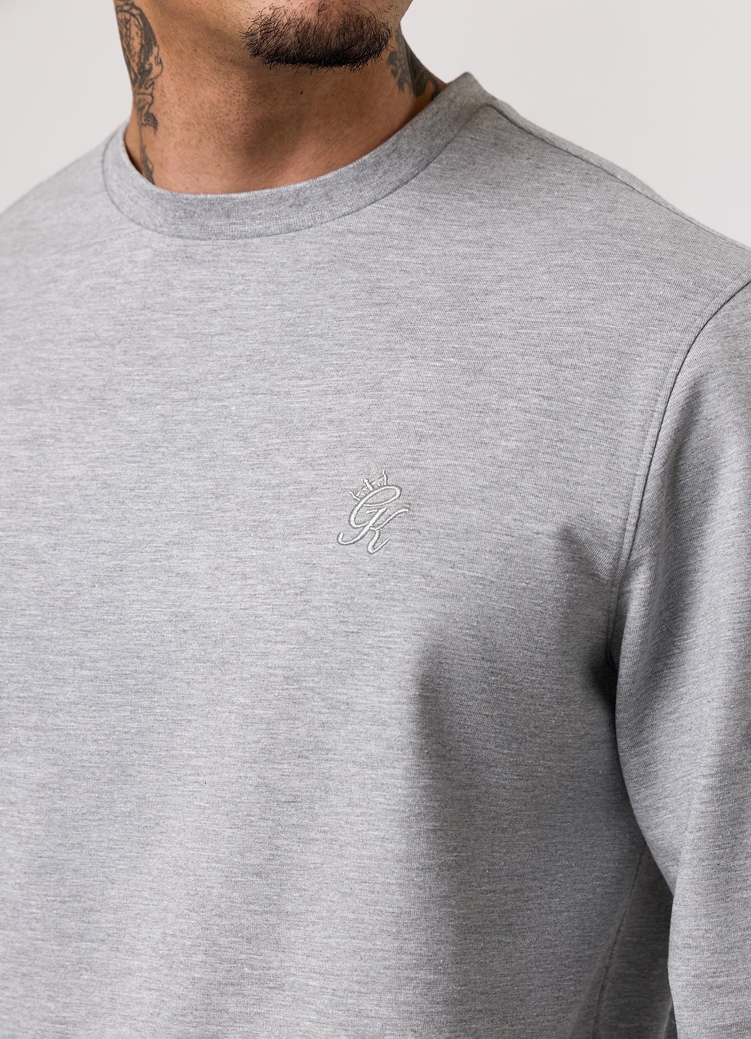 Gym King Victory Lightweight Loopback Crew - Grey Marl