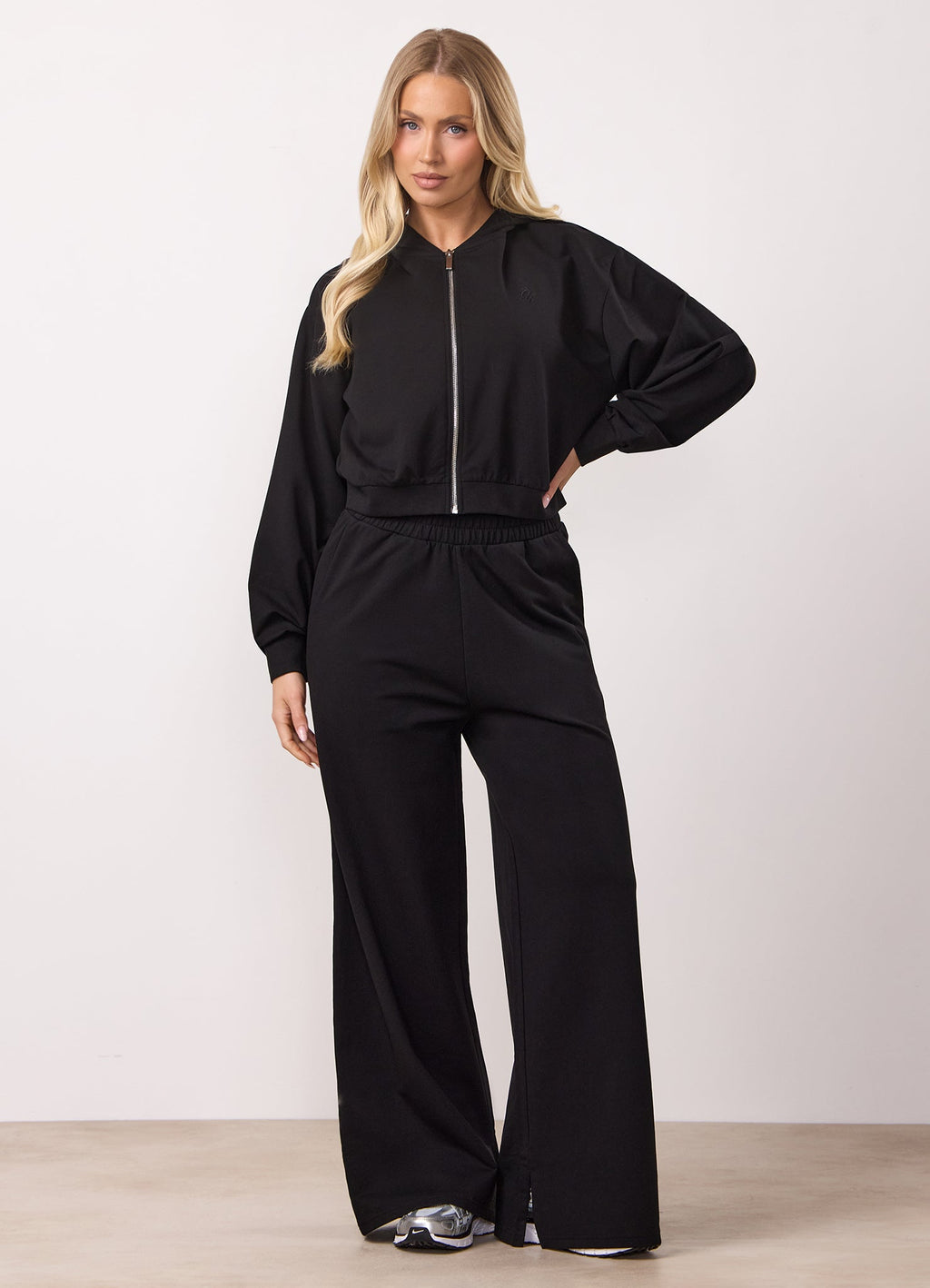 Gym King Victory Lightweight Loopback Full Zip Crop Hoodie - Black