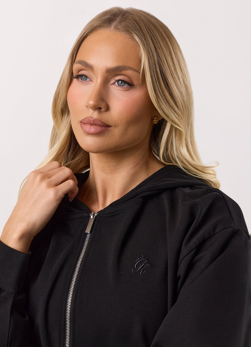 Gym King Victory Lightweight Loopback Full Zip Crop Hoodie - Black