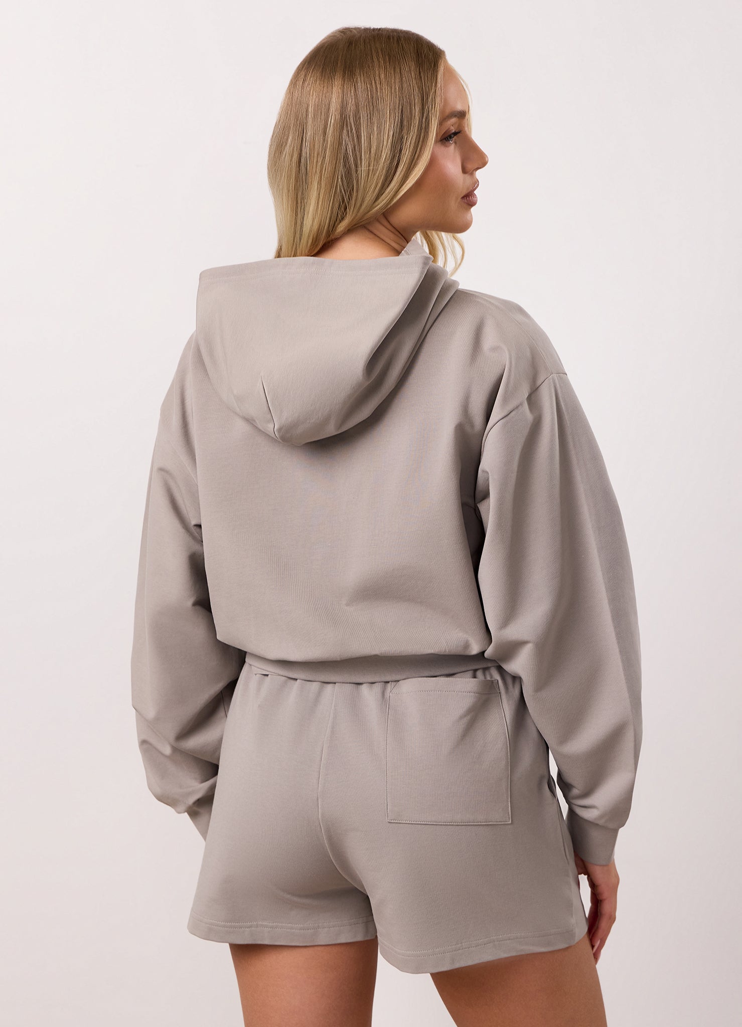 Gym King Victory Lightweight Loopback Full Zip Crop Hoodie - Taupe