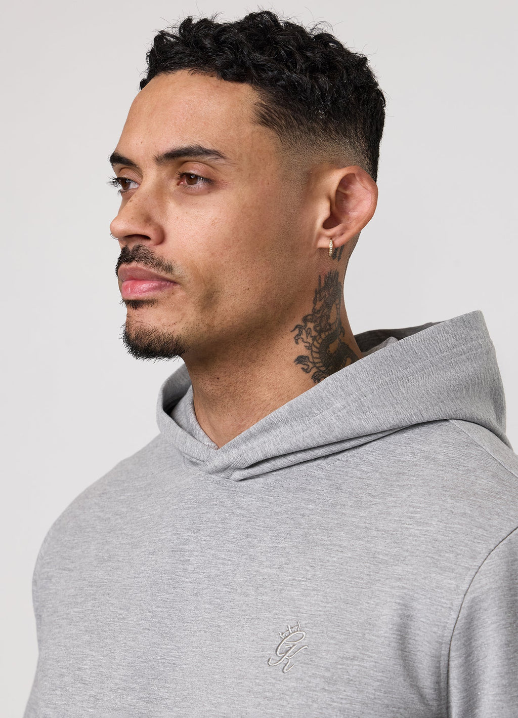 Gym King Victory Lightweight Loopback Hoodie - Grey Marl