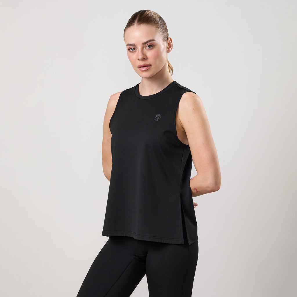 Gym King Victory Performance Split Hem Tank - Black