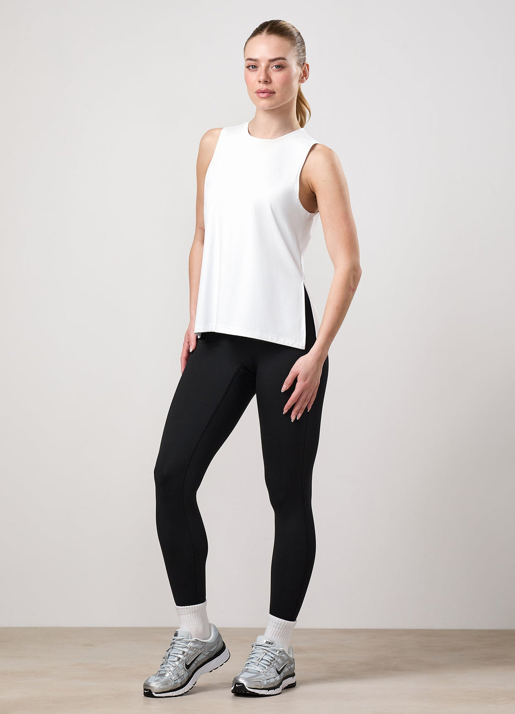 Gym King Victory Performance Split Hem Tank - White