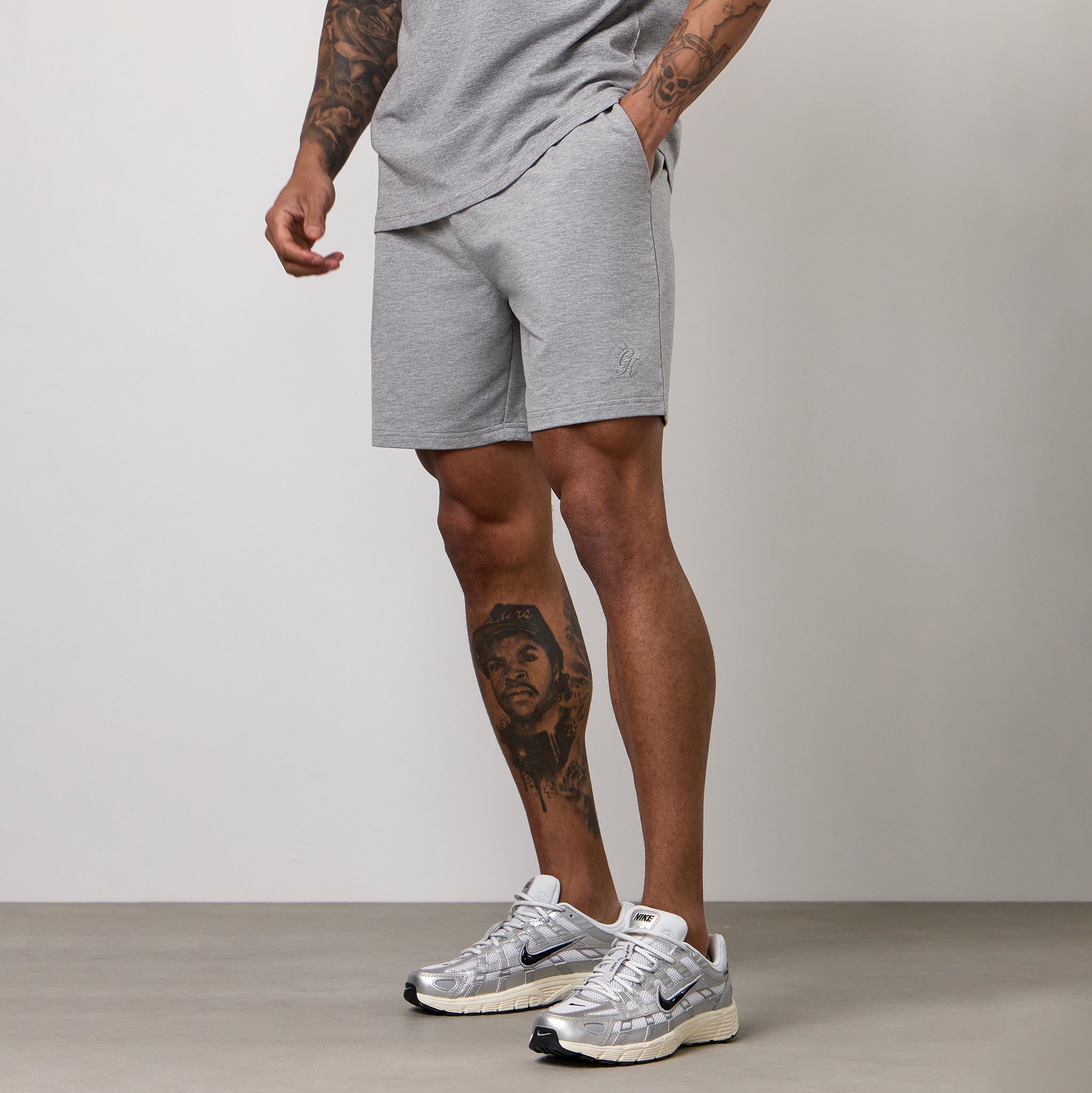 Gym King Victory Loopback Short - Grey Marl