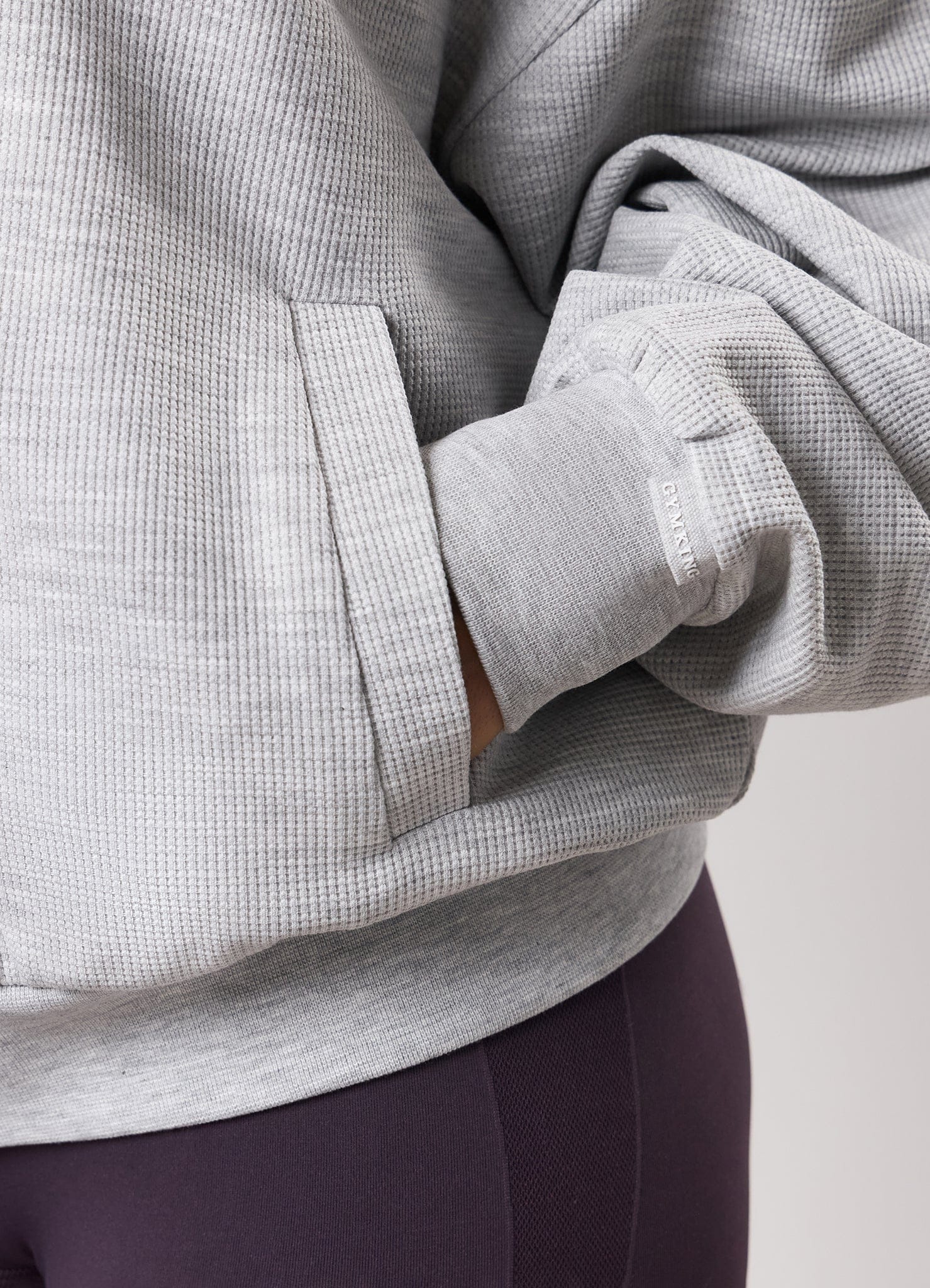Gym King Waffle Full Zip Funnel - Grey Marl