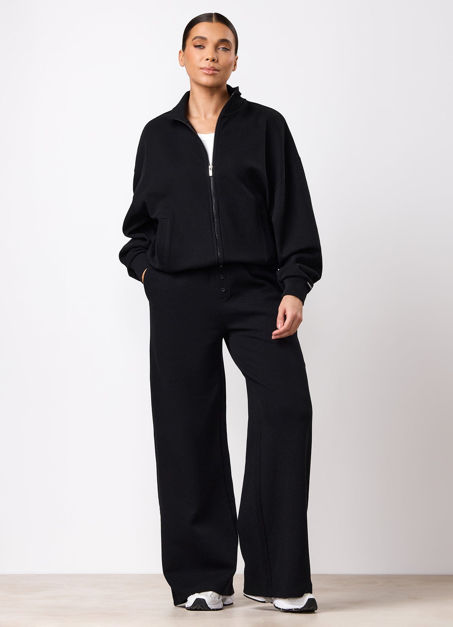 Gym King Waffle Full Zip Funnel - Black