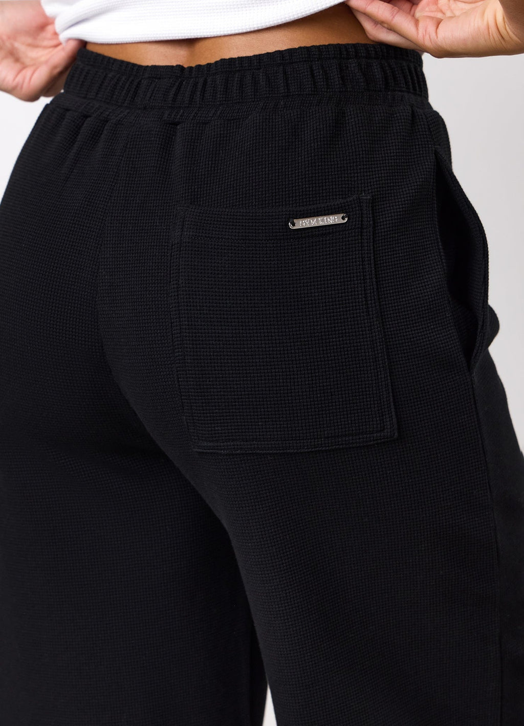 Gym King Waffle Mid Rise Trouser - Black