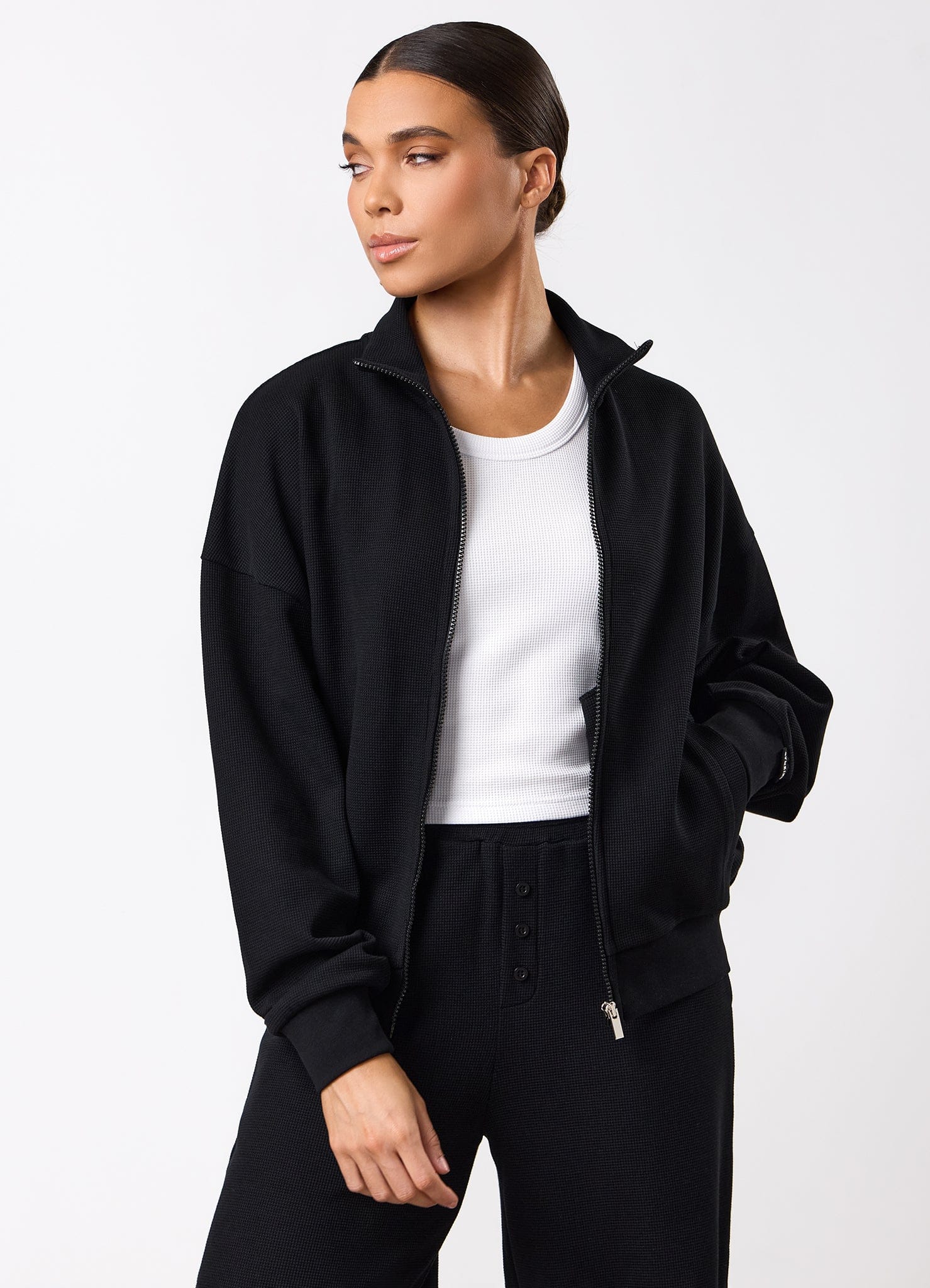 Gym King Waffle Full Zip Funnel - Black