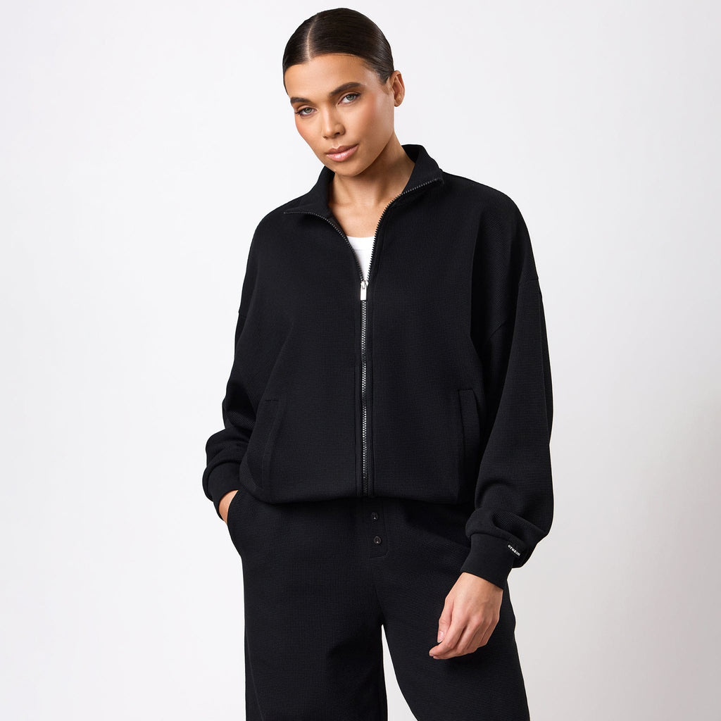 Gym King Waffle Full Zip Funnel - Black