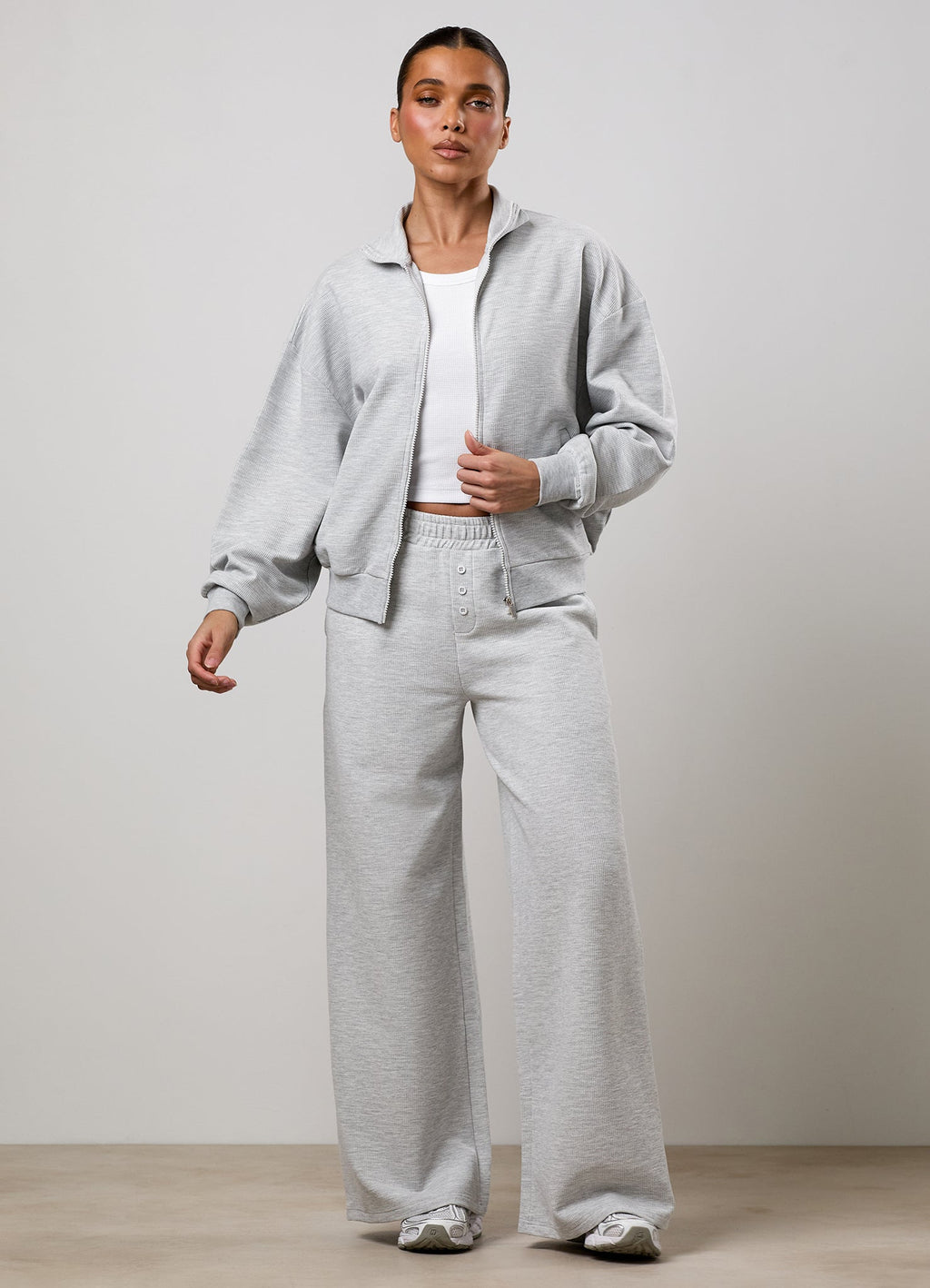 Gym King Waffle Mid Rise Trouser - Grey Marl
