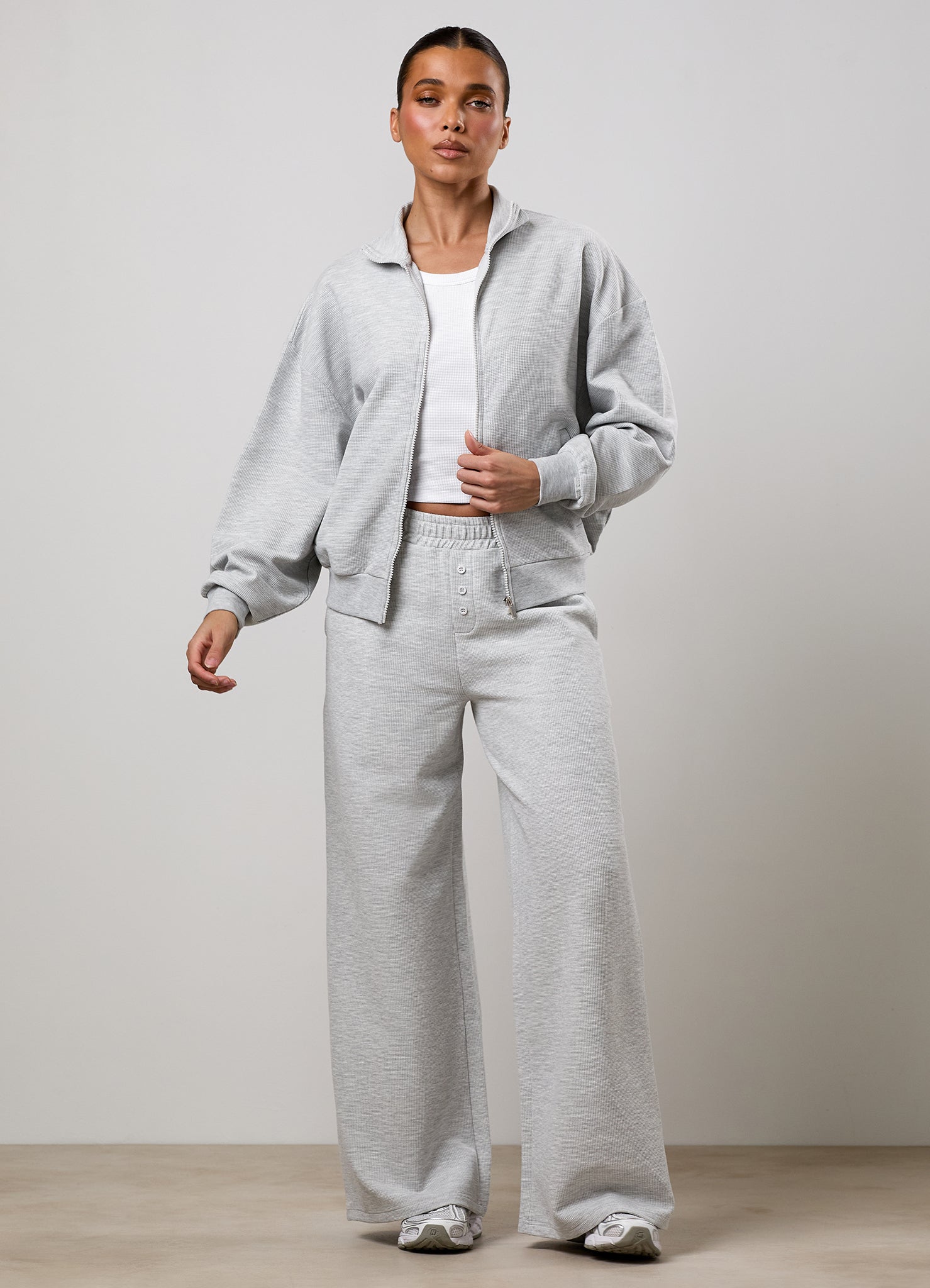Gym King Waffle Mid Rise Trouser - Grey Marl