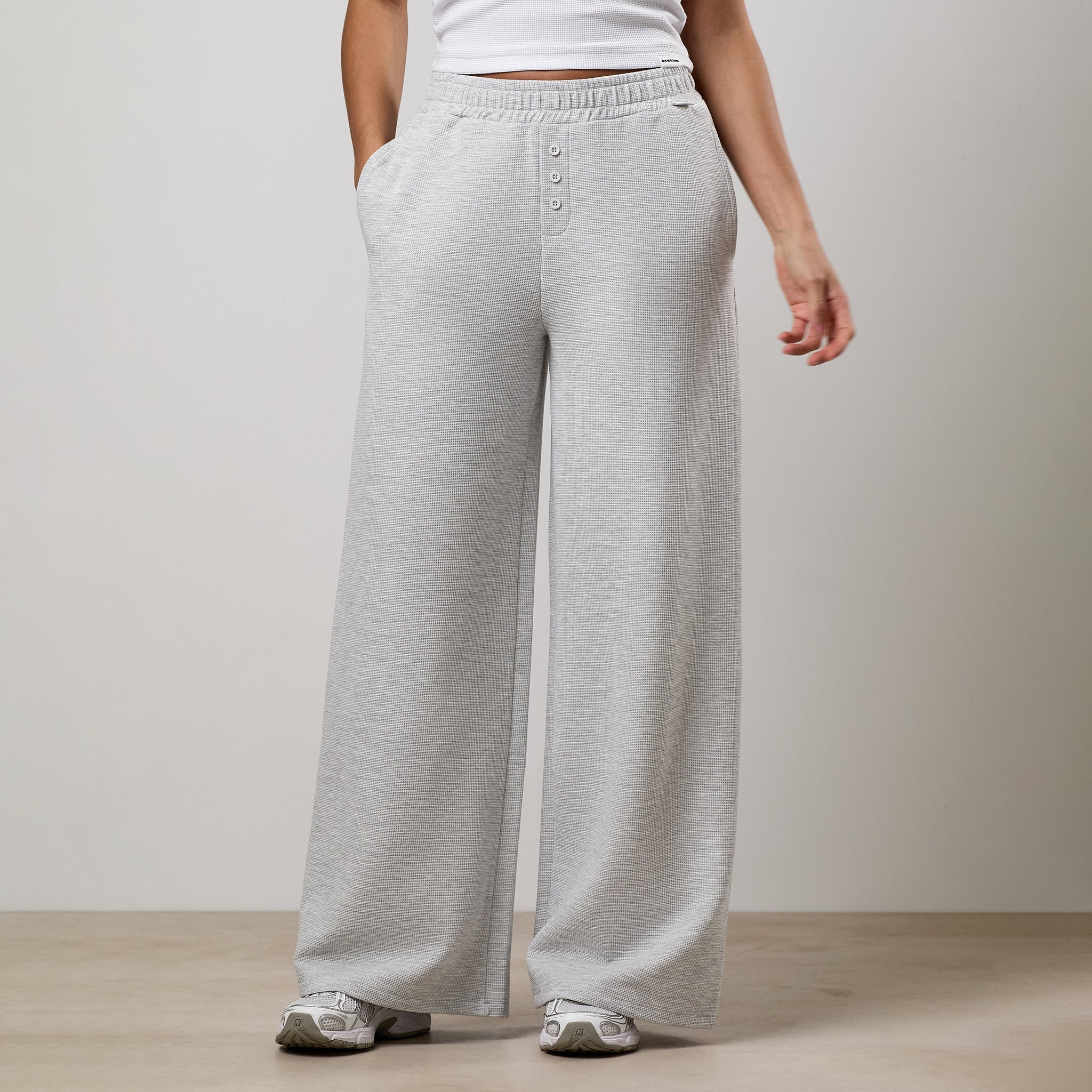 Gym King Waffle Mid Rise Trouser - Grey Marl