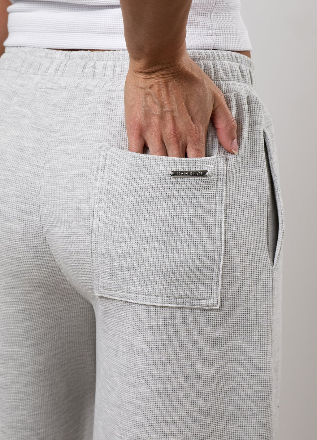 Gym King Waffle Mid Rise Trouser - Grey Marl
