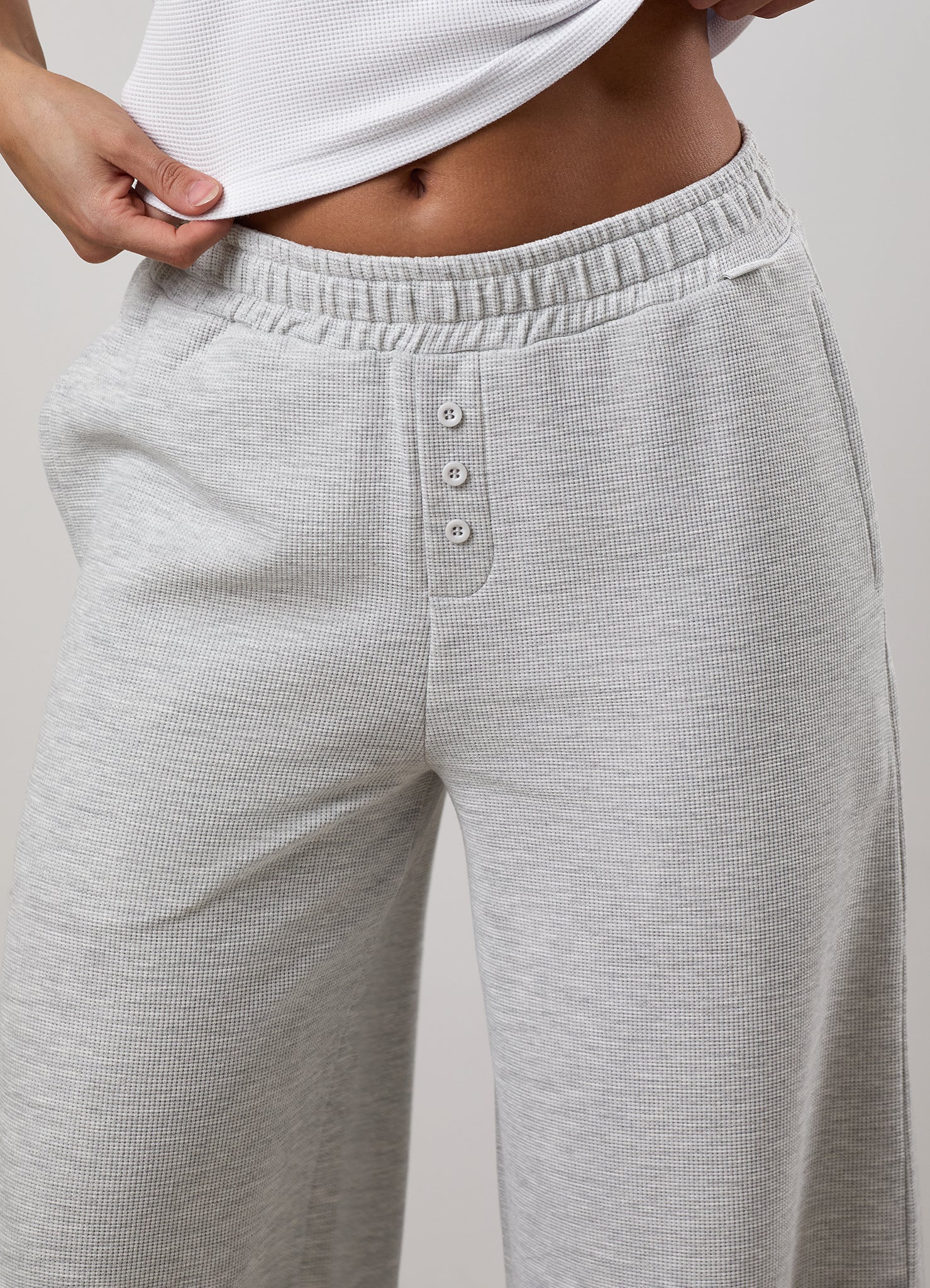 Gym King Waffle Mid Rise Trouser - Grey Marl
