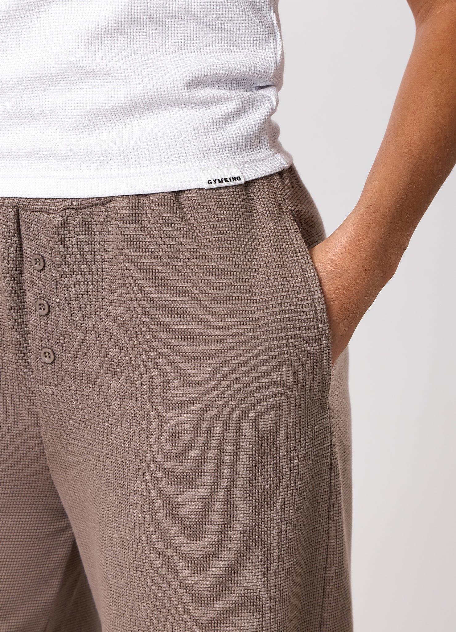 Gym King Waffle Mid Rise Trouser - Truffle