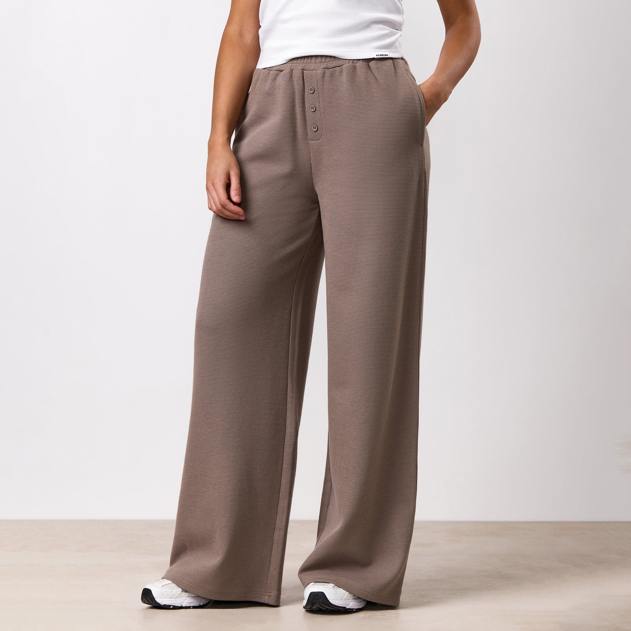 Gym King Waffle Mid Rise Trouser - Truffle
