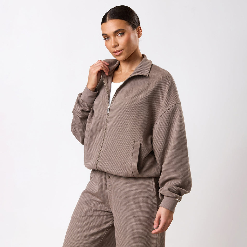 Gym King Waffle Full Zip Funnel - Truffle