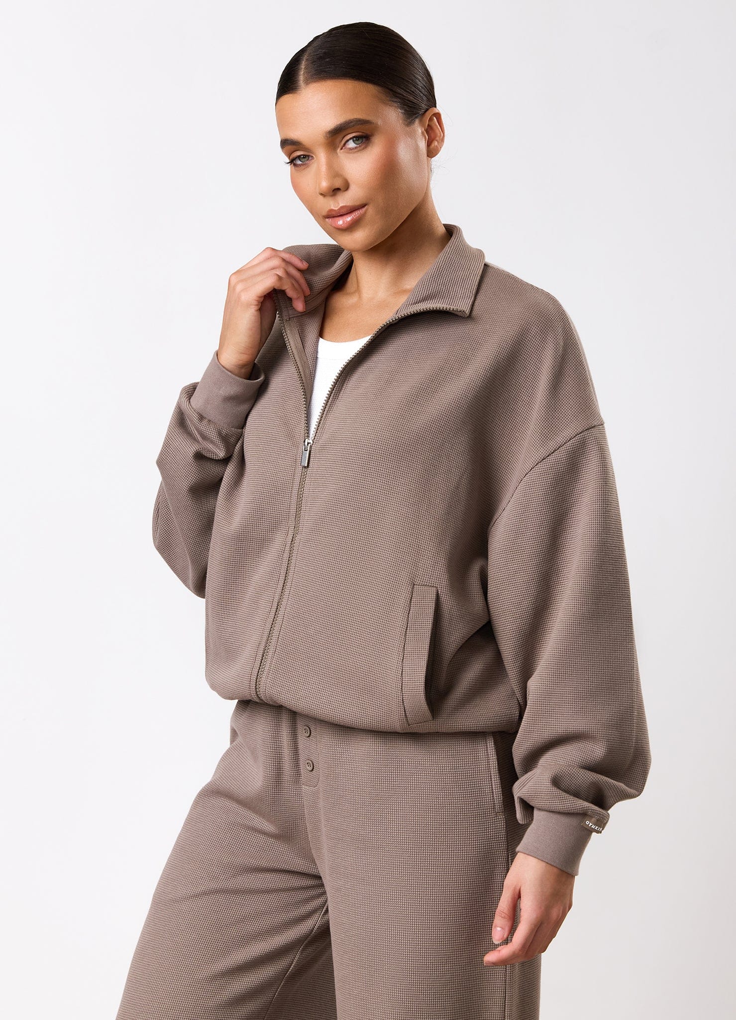 Gym King Waffle Full Zip Funnel - Truffle