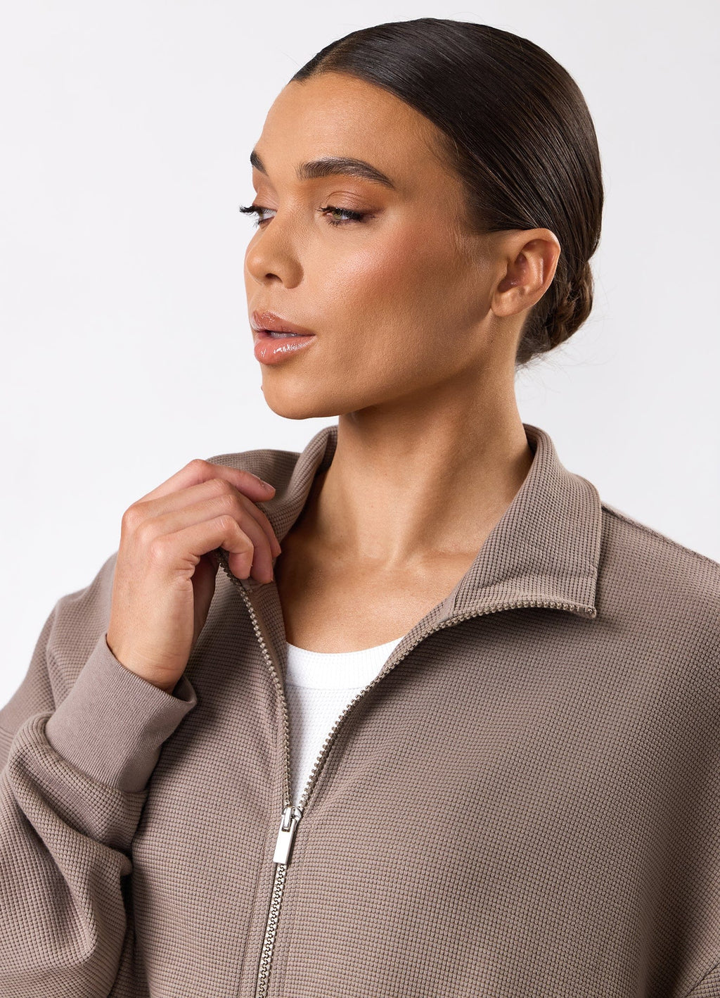Gym King Waffle Full Zip Funnel - Truffle