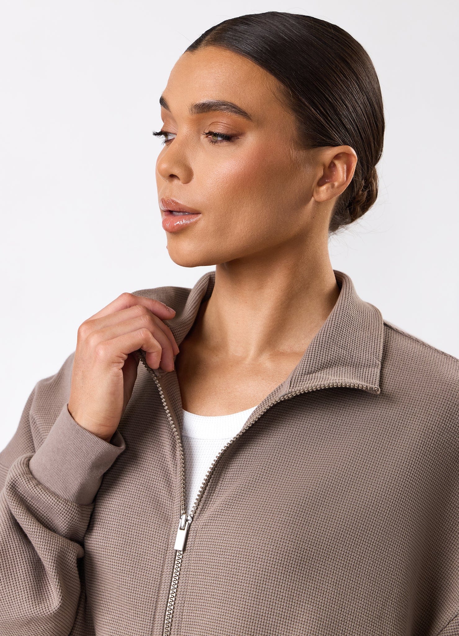 Gym King Waffle Full Zip Funnel - Truffle