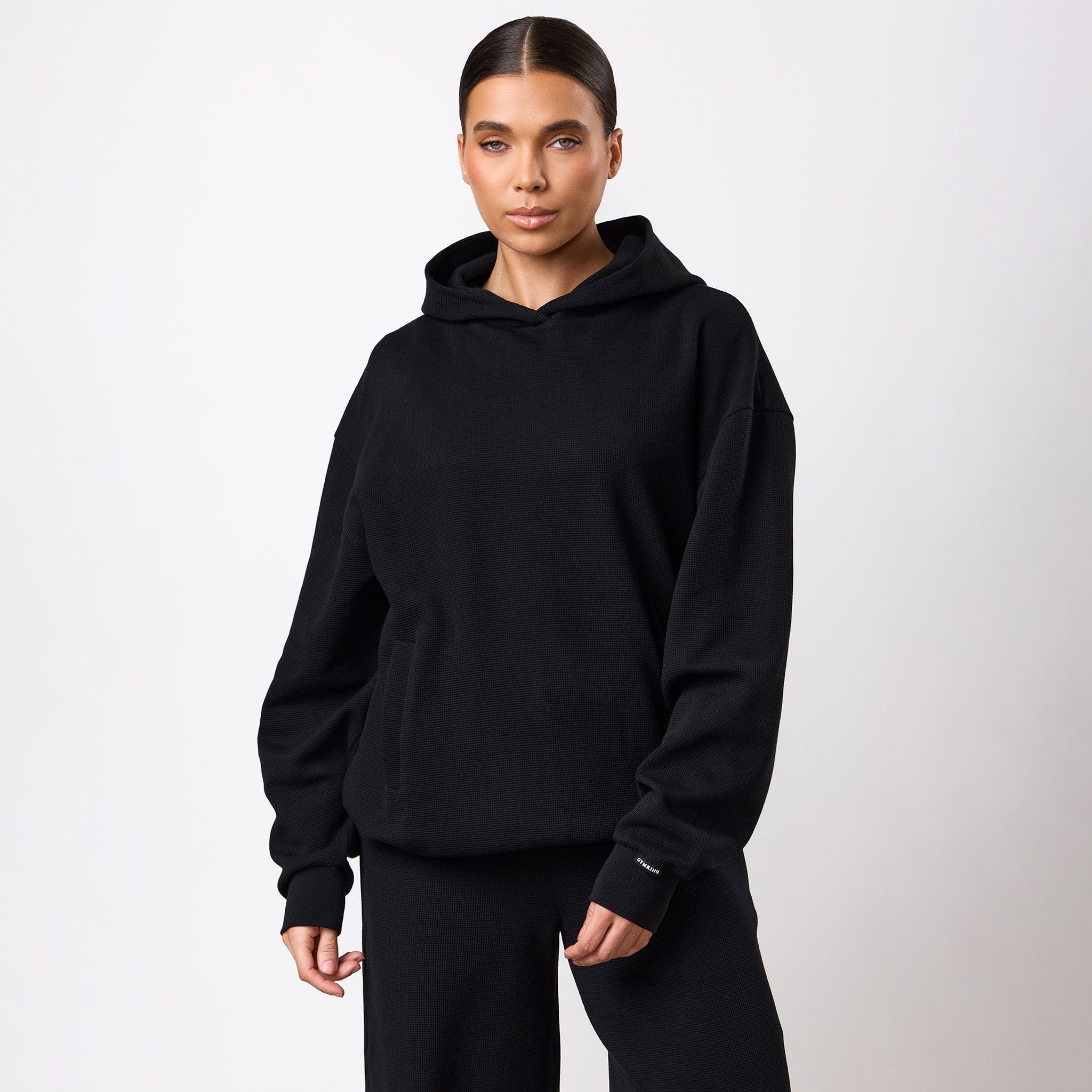 Gym King Waffle Hoodie - Black