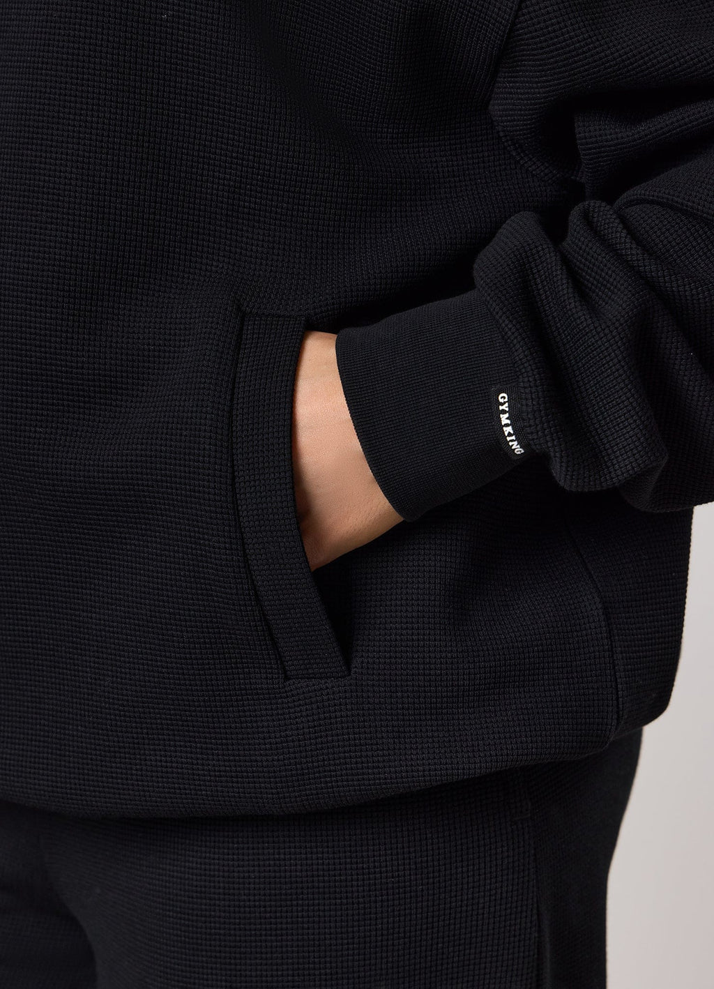 Gym King Waffle Hoodie - Black
