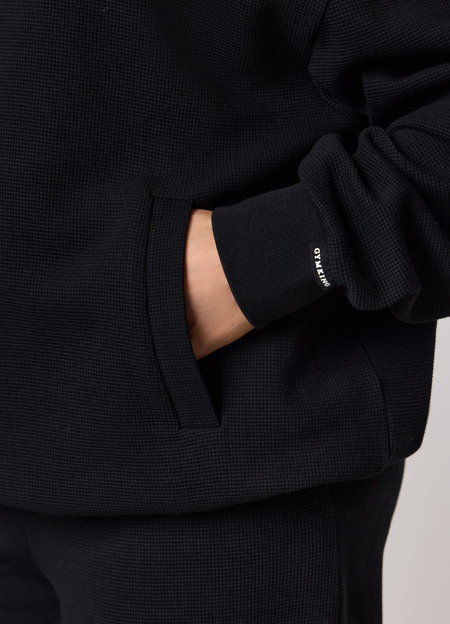 Gym King Waffle Hoodie - Black