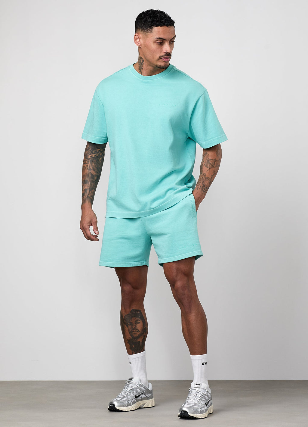 Gym King World Distressed Graphic Washed Tee - Poolside Green