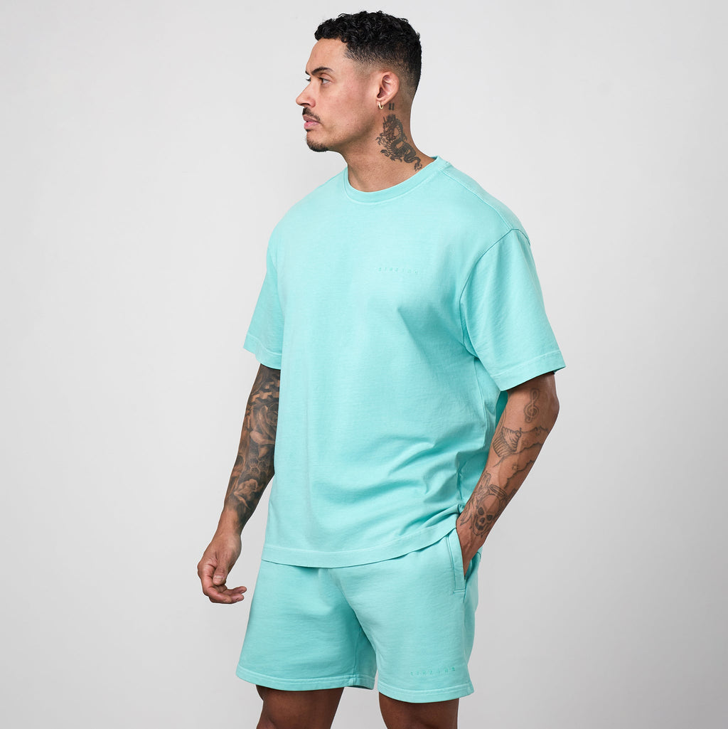 Gym King World Distressed Graphic Washed Tee - Poolside Green