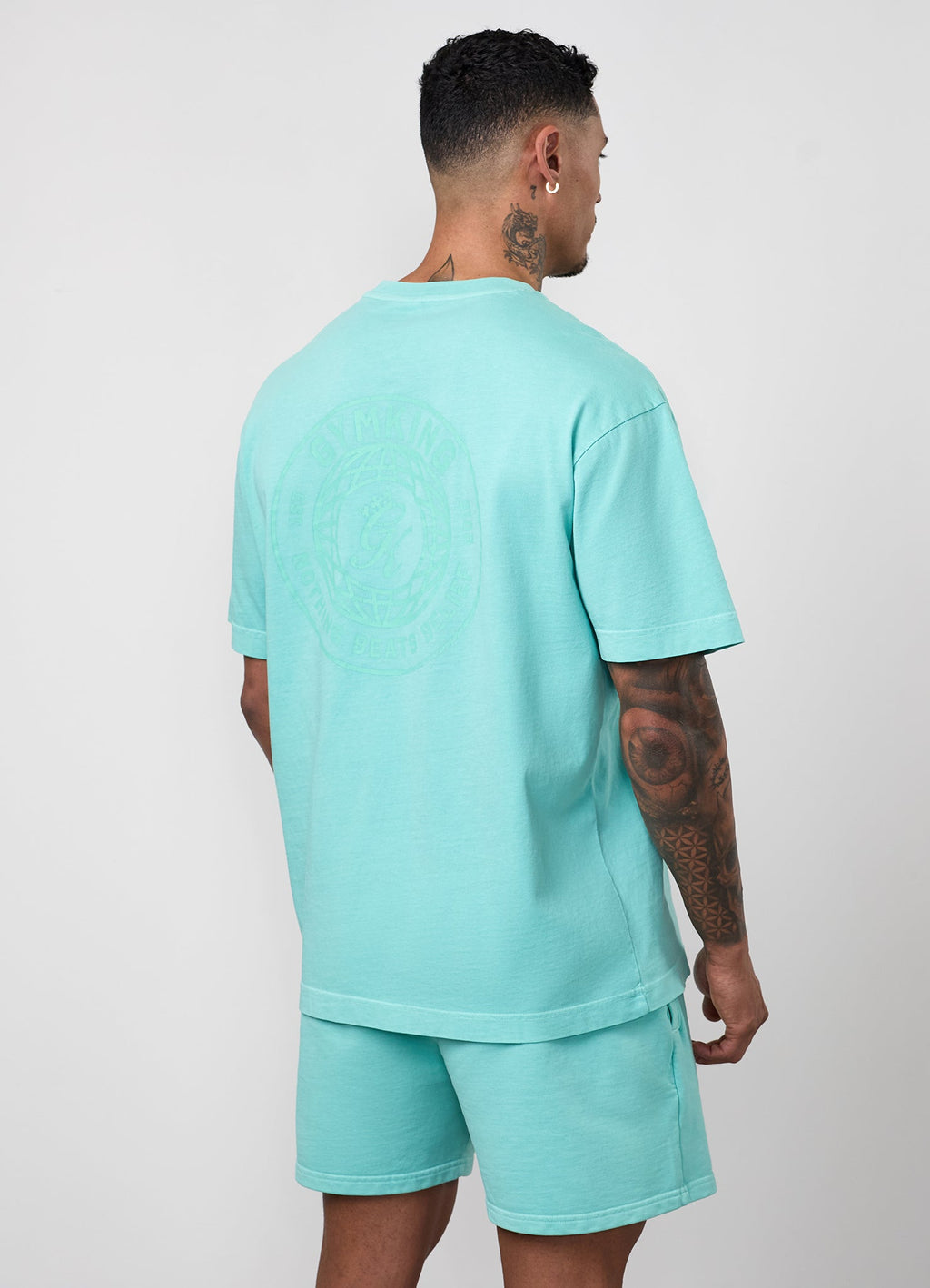 Gym King World Distressed Graphic Washed Tee - Poolside Green