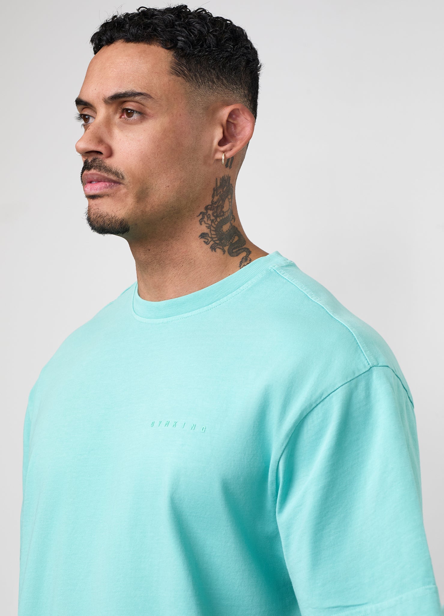 Gym King World Distressed Graphic Washed Tee - Poolside Green