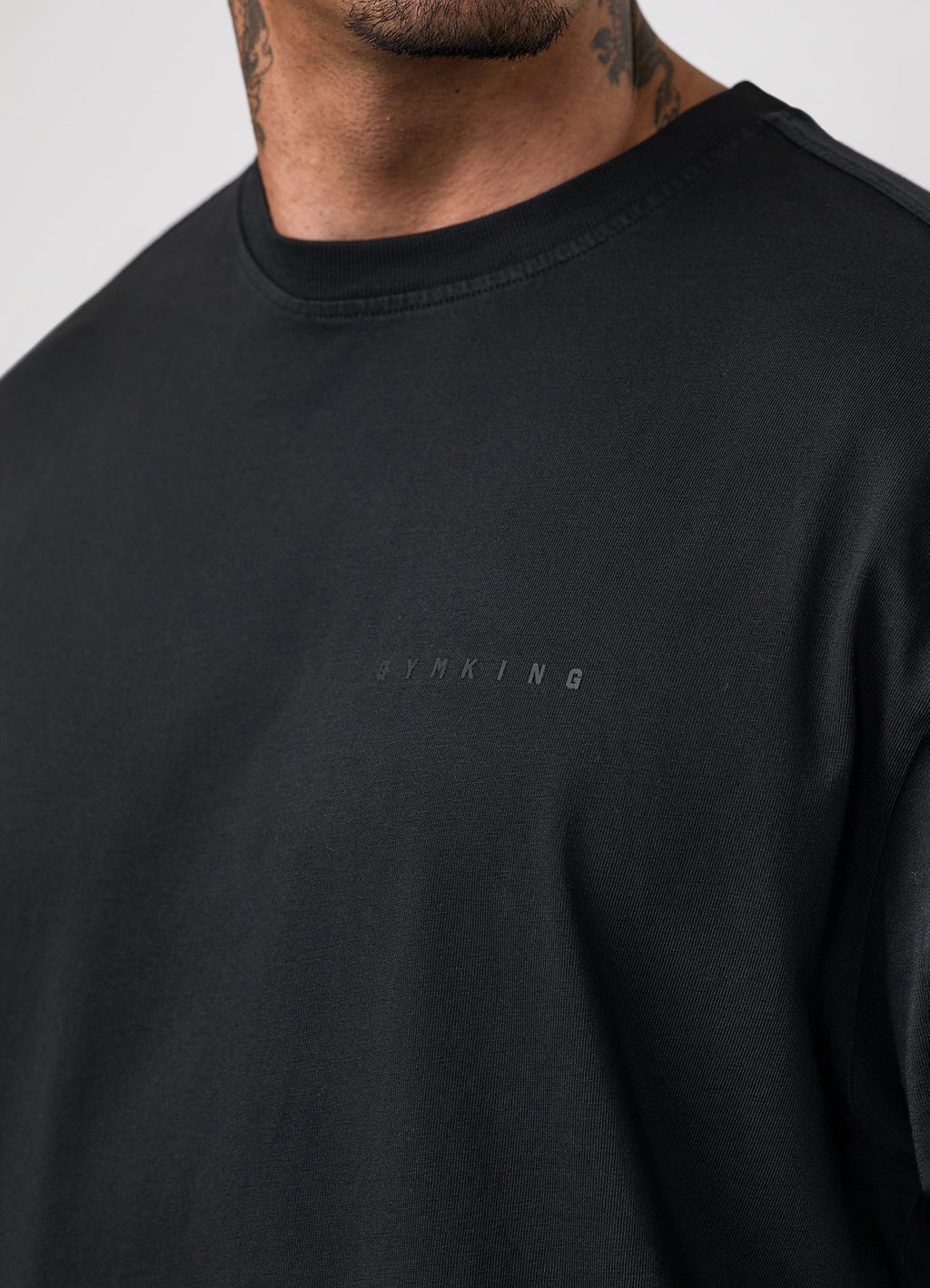 Gym King World Distressed Graphic Washed Tee - Black